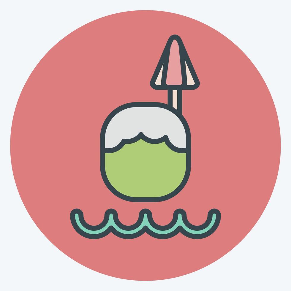 Icon Coconut Drink. related to Hawaii symbol. color mate style. design editable vector