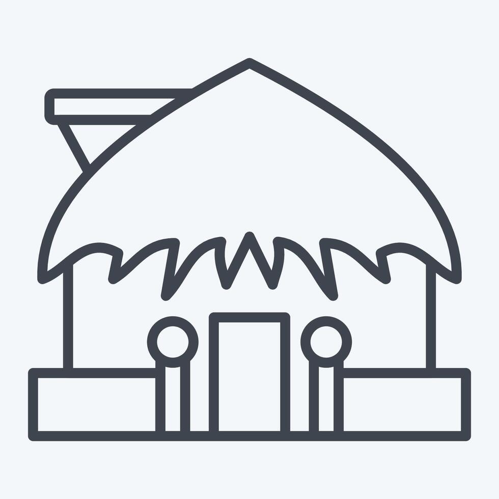 Icon Hut. related to Hawaii symbol. line style. design editable vector