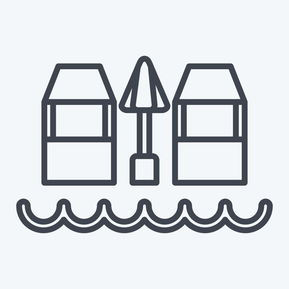 Icon Beach Bar. related to Hawaii symbol. line style. design editable vector