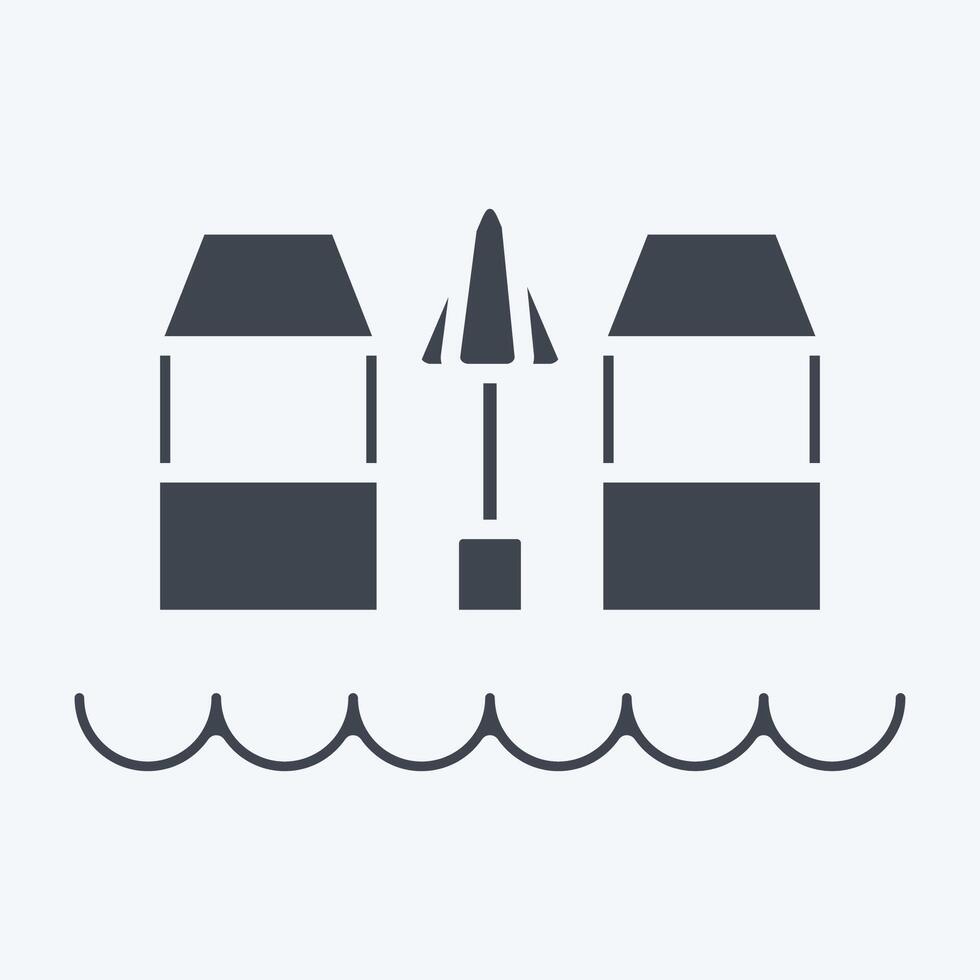 Icon Beach Bar. related to Hawaii symbol. glyph style. design editable vector