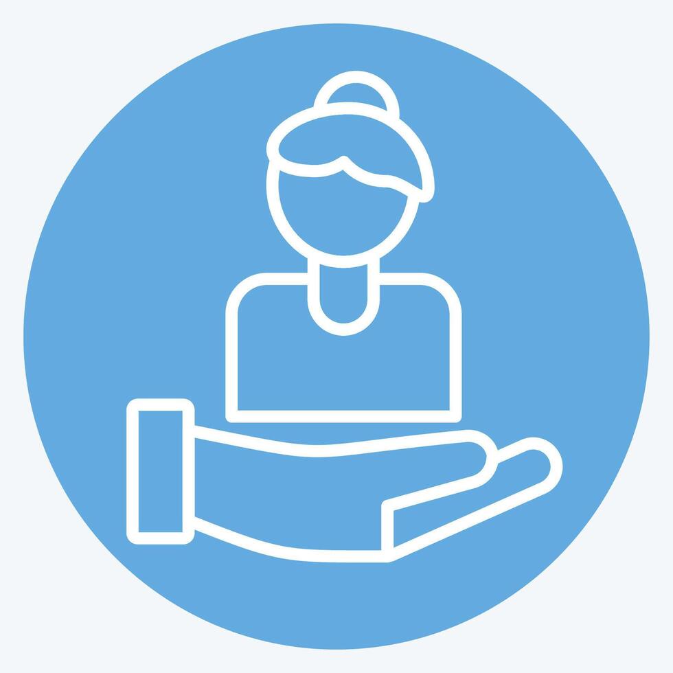 Icon Caring For Women. related to Feminism symbol. blue eyes style. design editable vector