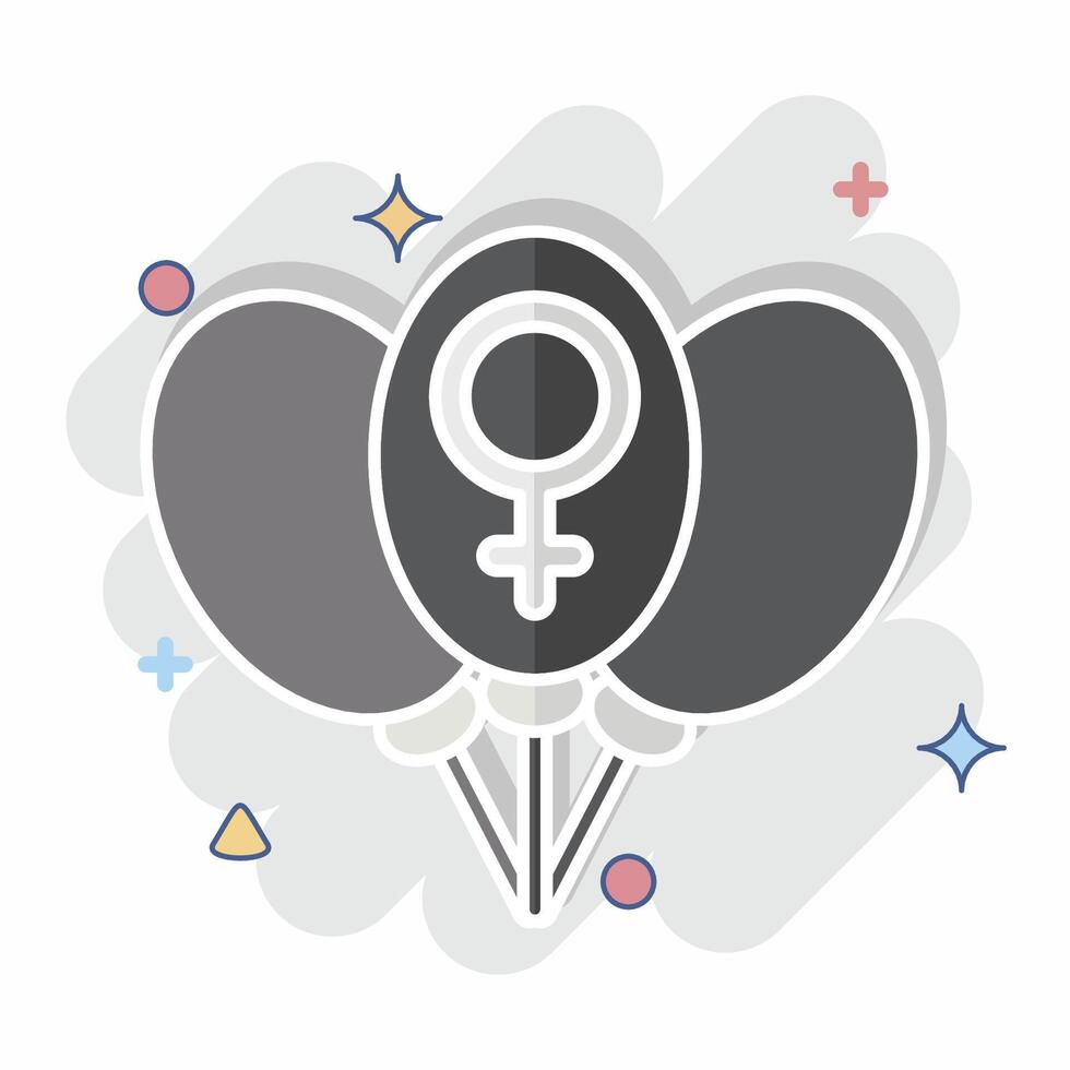 Icon Ballon. related to Feminism symbol. comic style. design editable vector