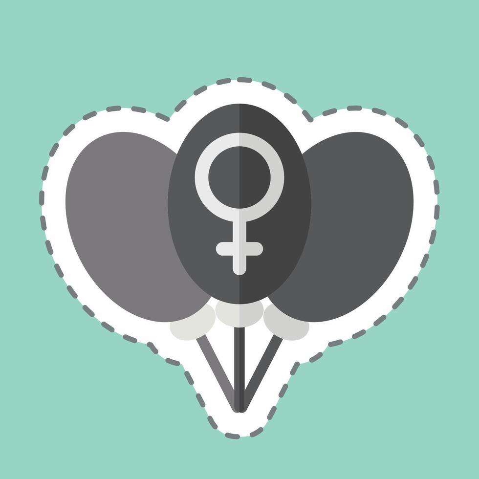 Sticker line cut Ballon. related to Feminism symbol. design editable vector