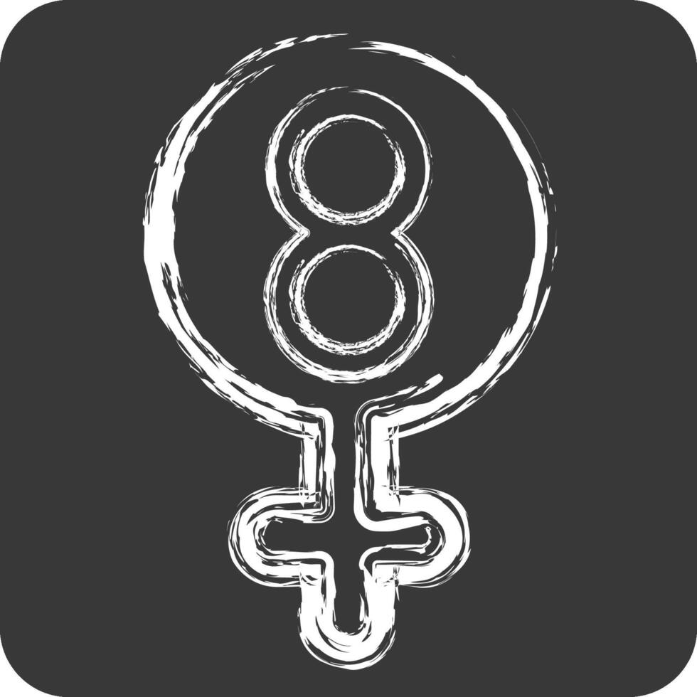 Icon Women Day. related to Feminism symbol. chalk Style. design editable vector