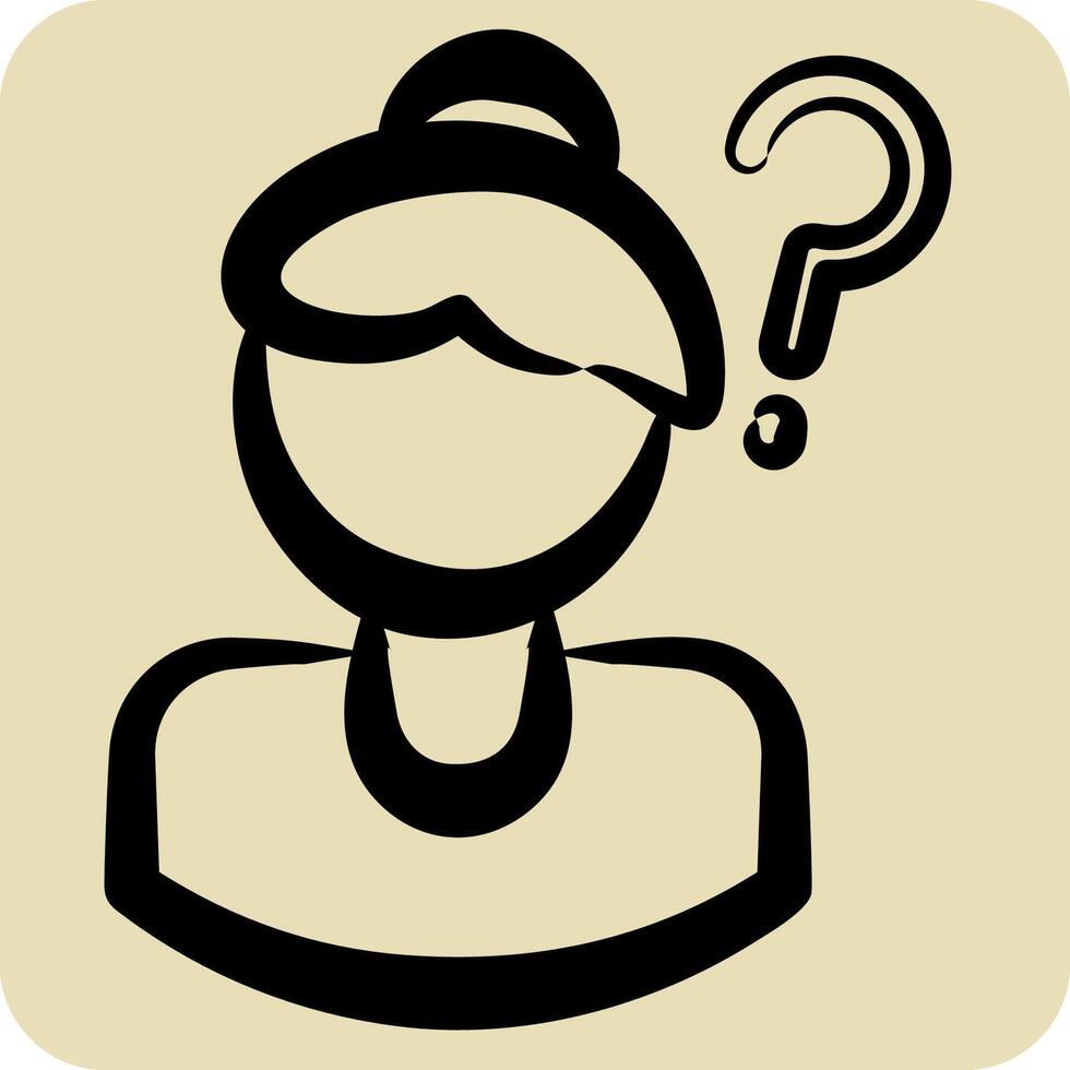 Icon Lost Person. related to Feminism symbol. hand drawn style. design editable vector