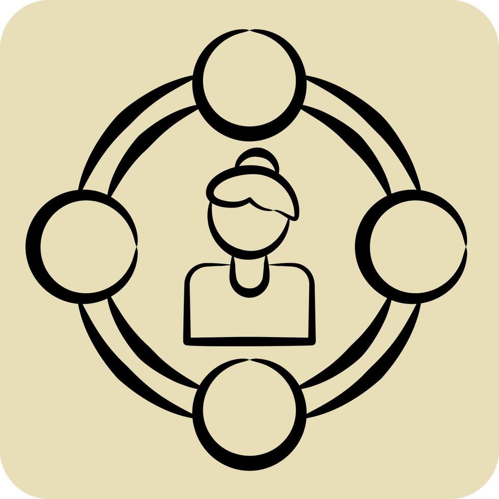Icon Feminism Right. related to Feminism symbol. hand drawn style. design editable vector