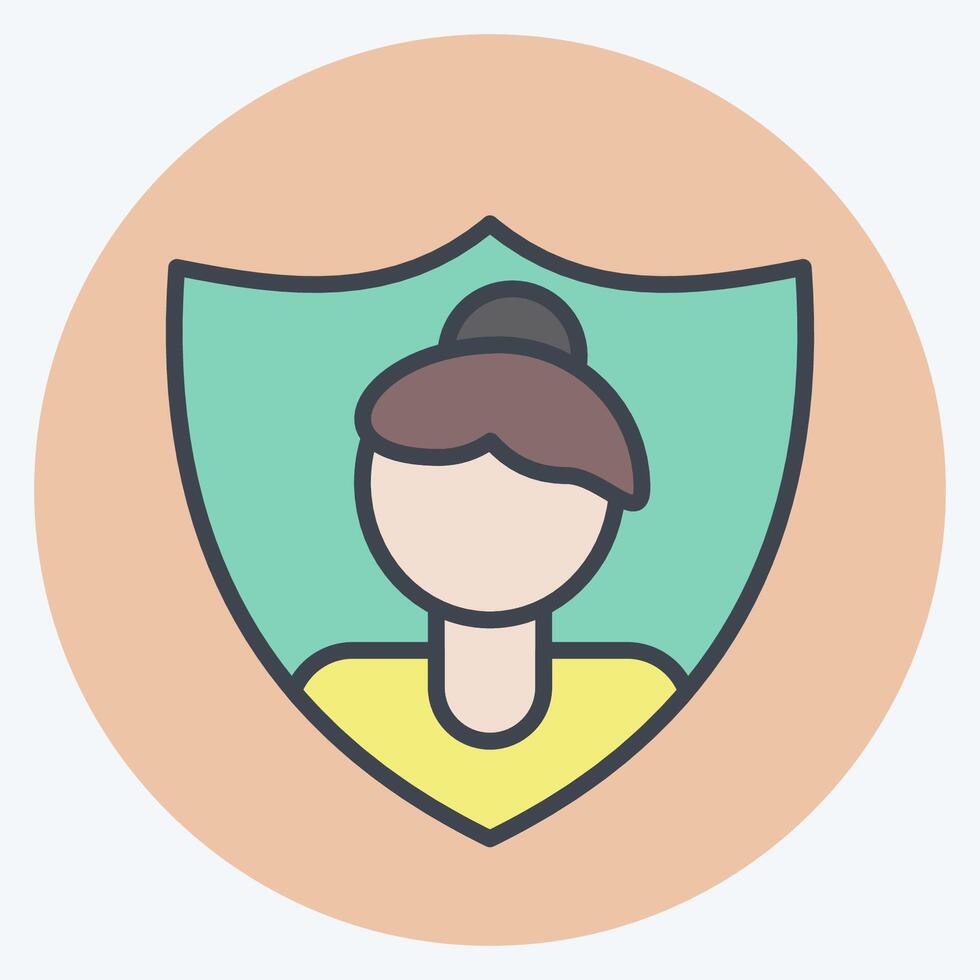 Icon Woman Safety. related to Feminism symbol. color mate style. design editable vector