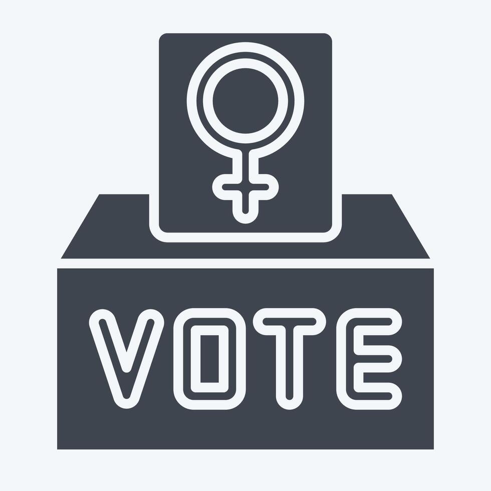 Icon Feminism Vote. related to Feminism symbol. glyph style. design editable vector
