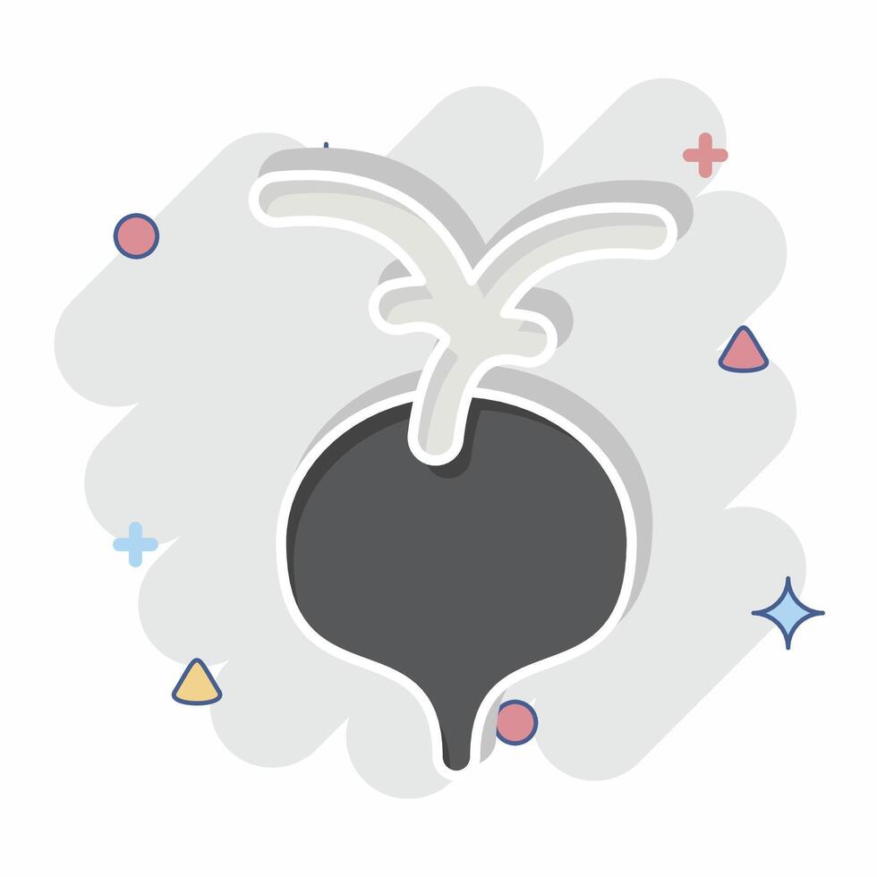 Icon Radish. related to Fruits and Vegetables symbol. comic style. editable vector