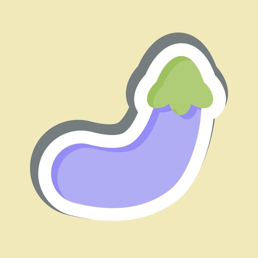Sticker Eggplant. related to Fruits and Vegetables symbol. editable vector