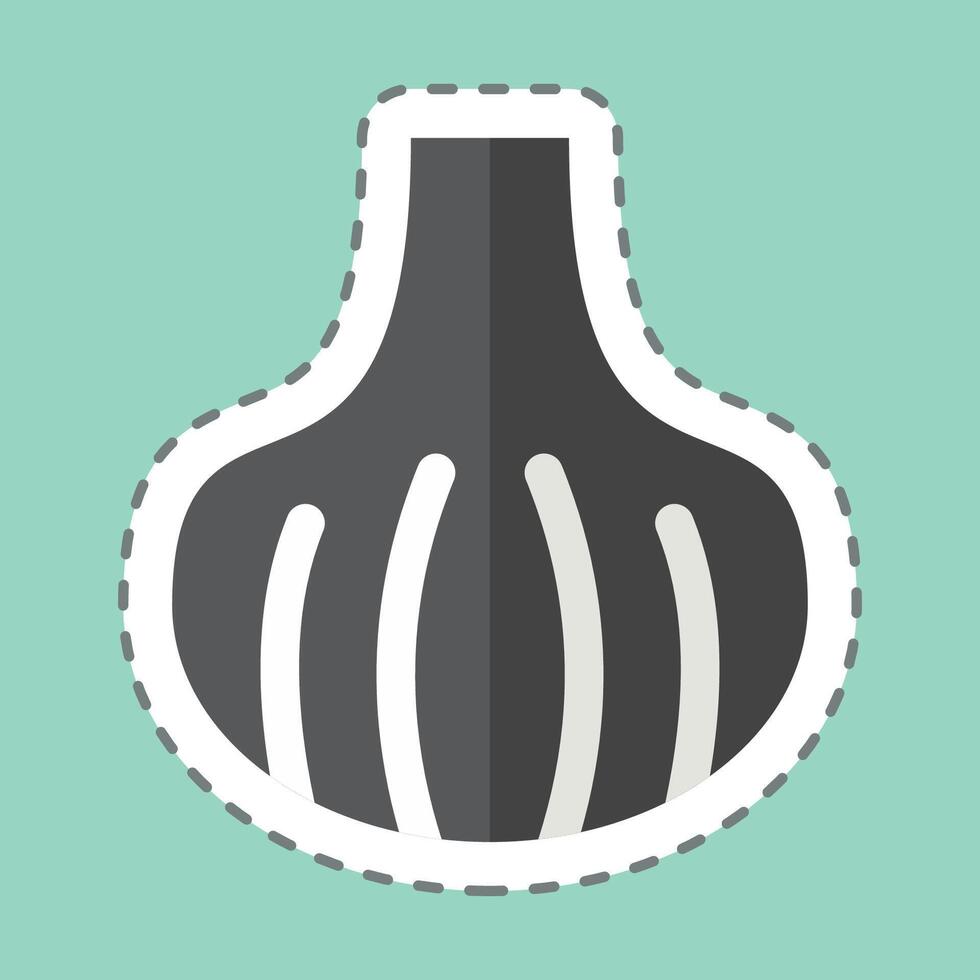 Sticker line cut Garlic. related to Fruits and Vegetables symbol. editable vector