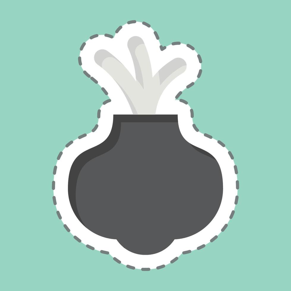 Sticker line cut Onion. related to Fruits and Vegetables symbol. editable vector