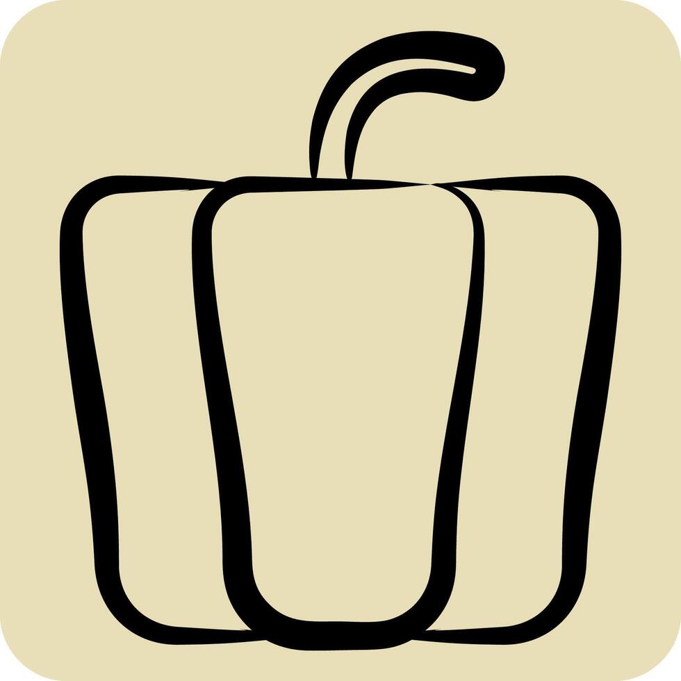 Icon Bell Pepper. related to Fruits and Vegetables symbol. hand drawn style. editable vector