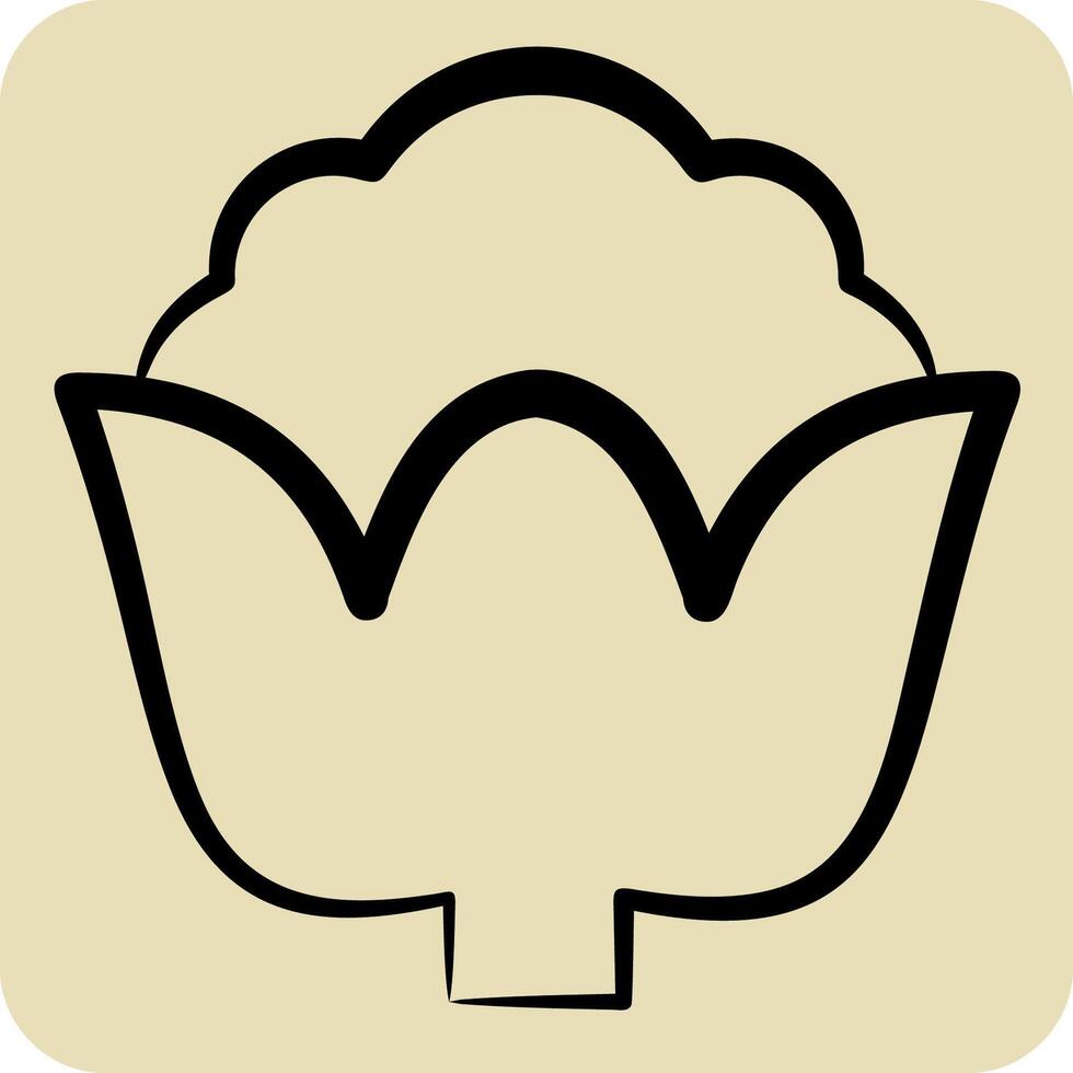 Icon Cauli Flower. related to Fruits and Vegetables symbol. hand drawn style. editable vector