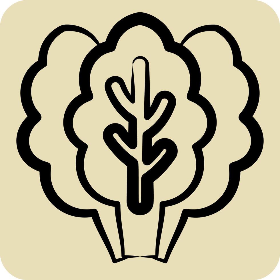 Icon Kale. related to Fruits and Vegetables symbol. hand drawn style. editable vector