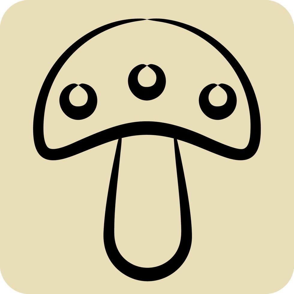 Icon Mushroom. related to Fruits and Vegetables symbol. hand drawn style. editable vector