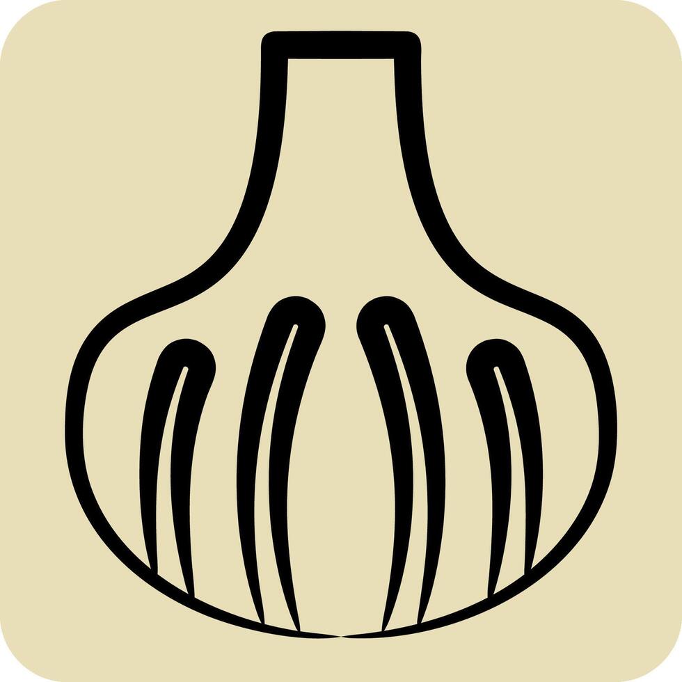 Icon Garlic. related to Fruits and Vegetables symbol. hand drawn style. editable vector