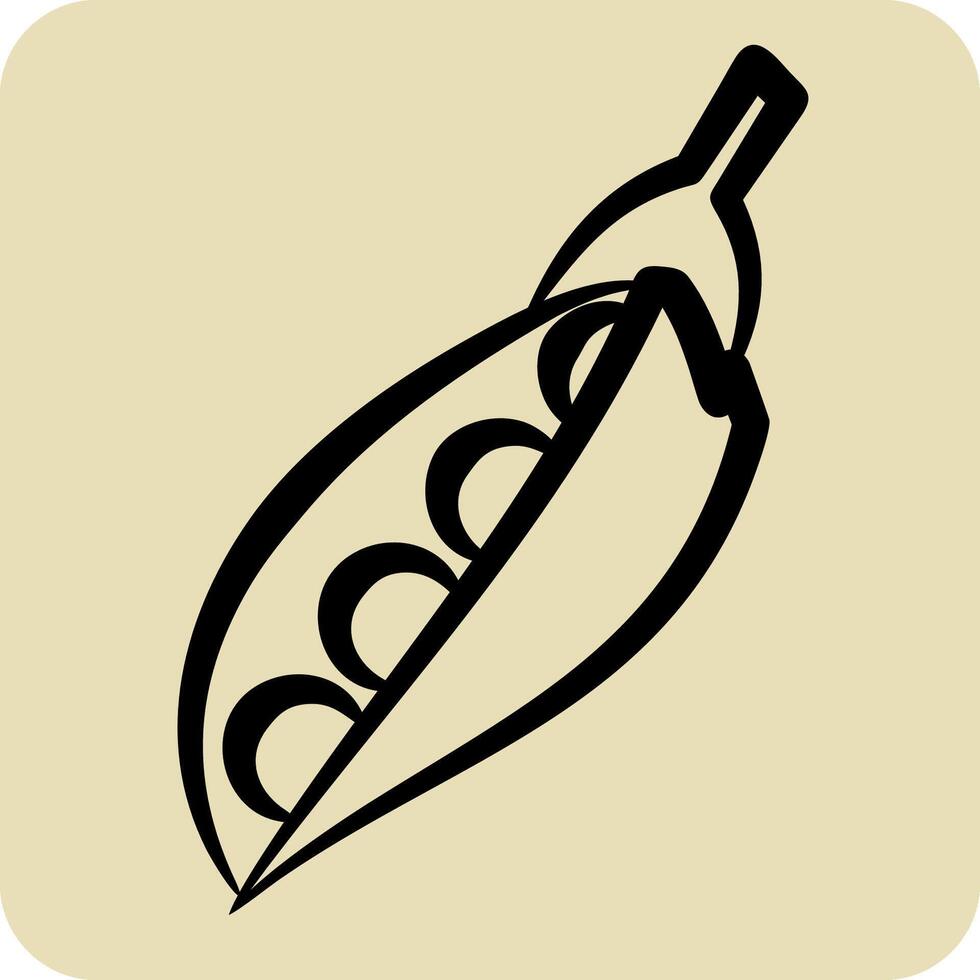 Icon Peas. related to Fruits and Vegetables symbol. hand drawn style. editable vector