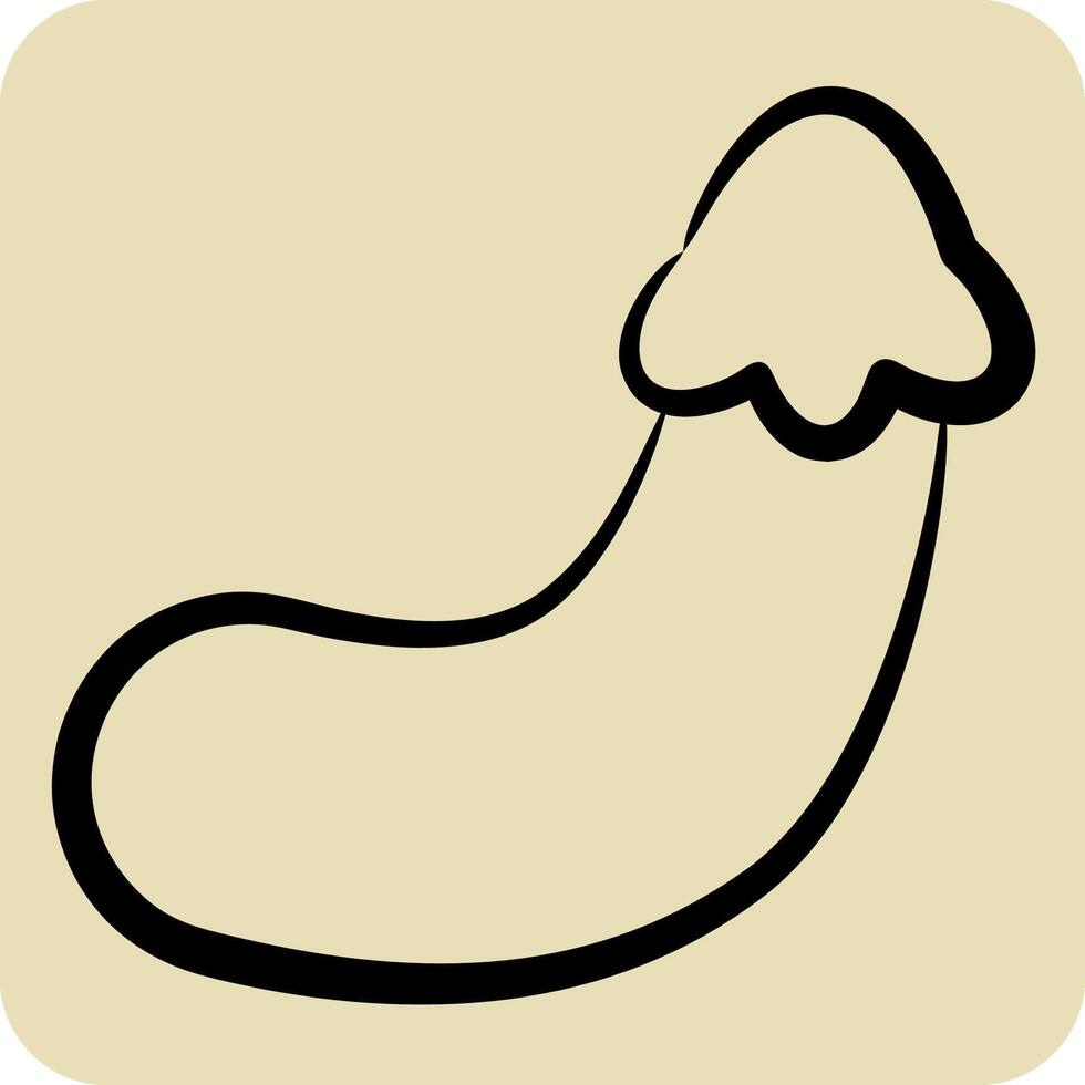 Icon Eggplant. related to Fruits and Vegetables symbol. hand drawn style. editable vector