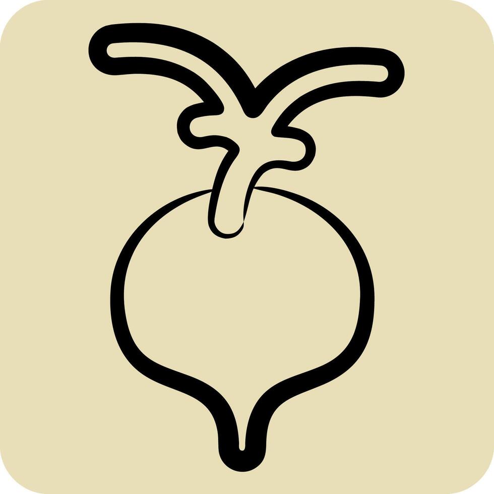 Icon Radish. related to Fruits and Vegetables symbol. hand drawn style. editable vector