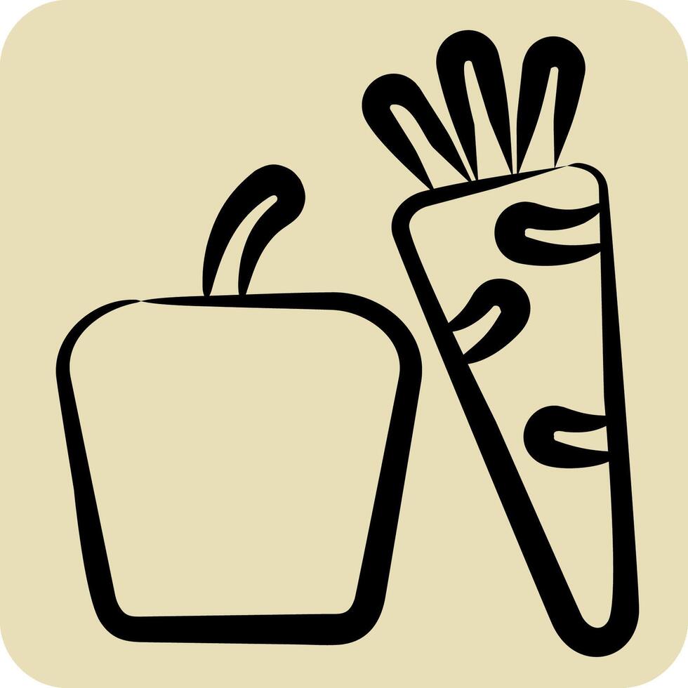 Icon Vegetables. related to Fruits and Vegetables symbol. hand drawn style. editable vector