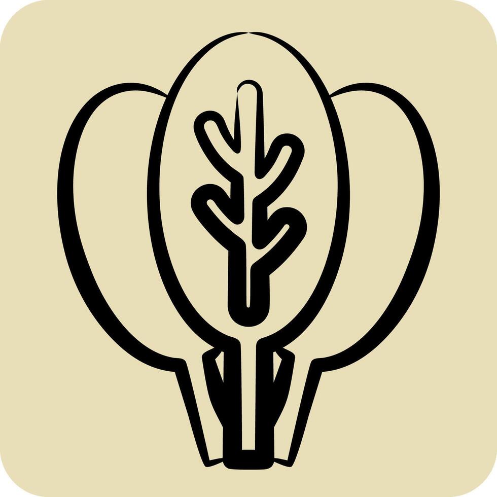 Icon Spinach. related to Fruits and Vegetables symbol. hand drawn style. editable vector