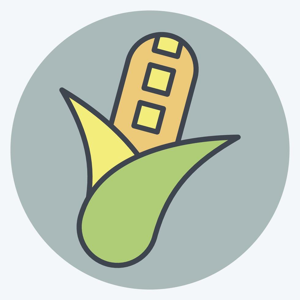 Icon Corn. related to Fruits and Vegetables symbol. color mate style. editable vector