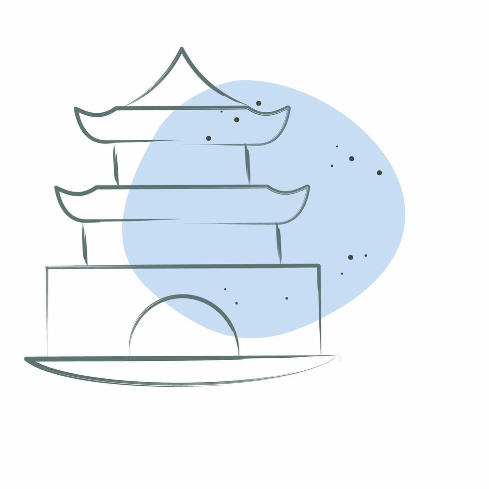 Icon Pagoda. related to House symbol. Color Spot Style. design editable vector