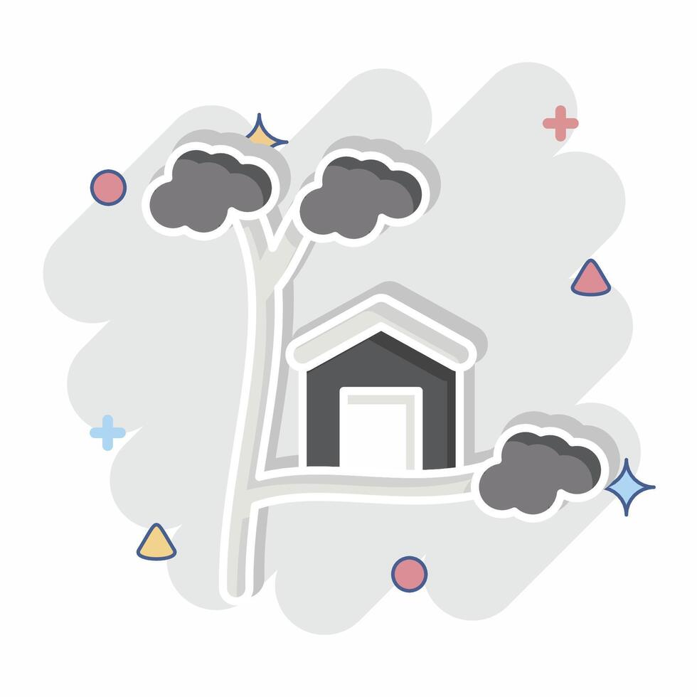 Icon Tree House. related to House symbol. comic style. design editable vector