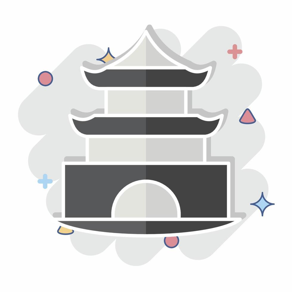 Icon Pagoda. related to House symbol. comic style. design editable vector