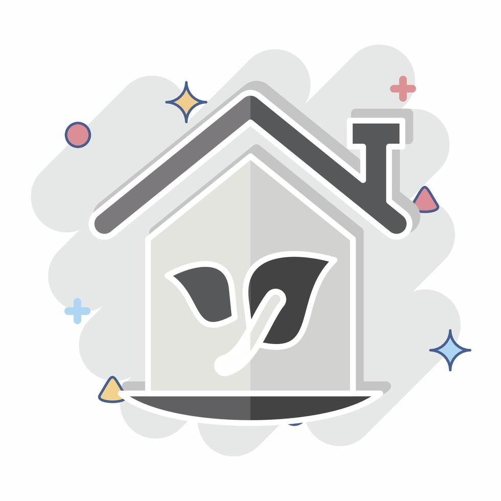 Icon Eco House. related to House symbol. comic style. design editable vector