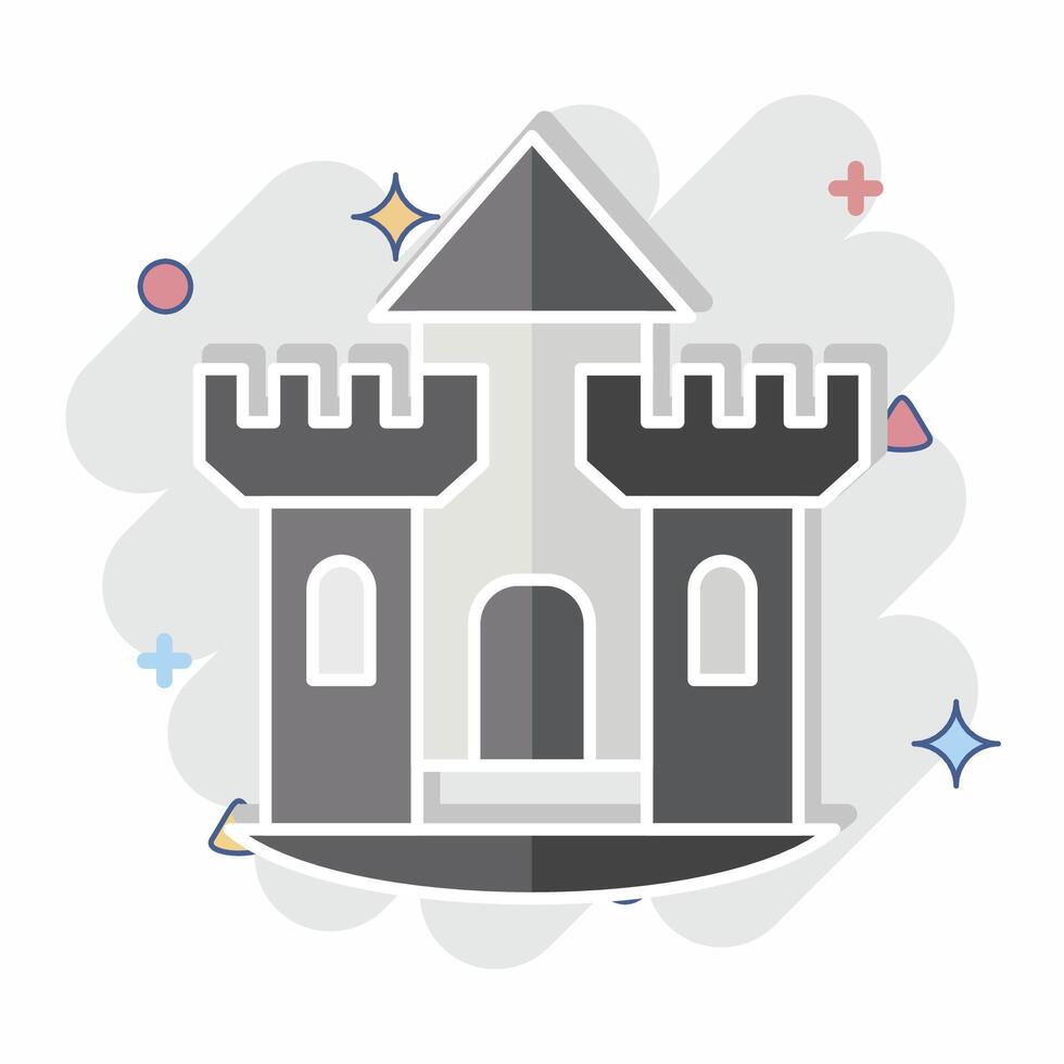Icon Castle. related to House symbol. comic style. design editable vector
