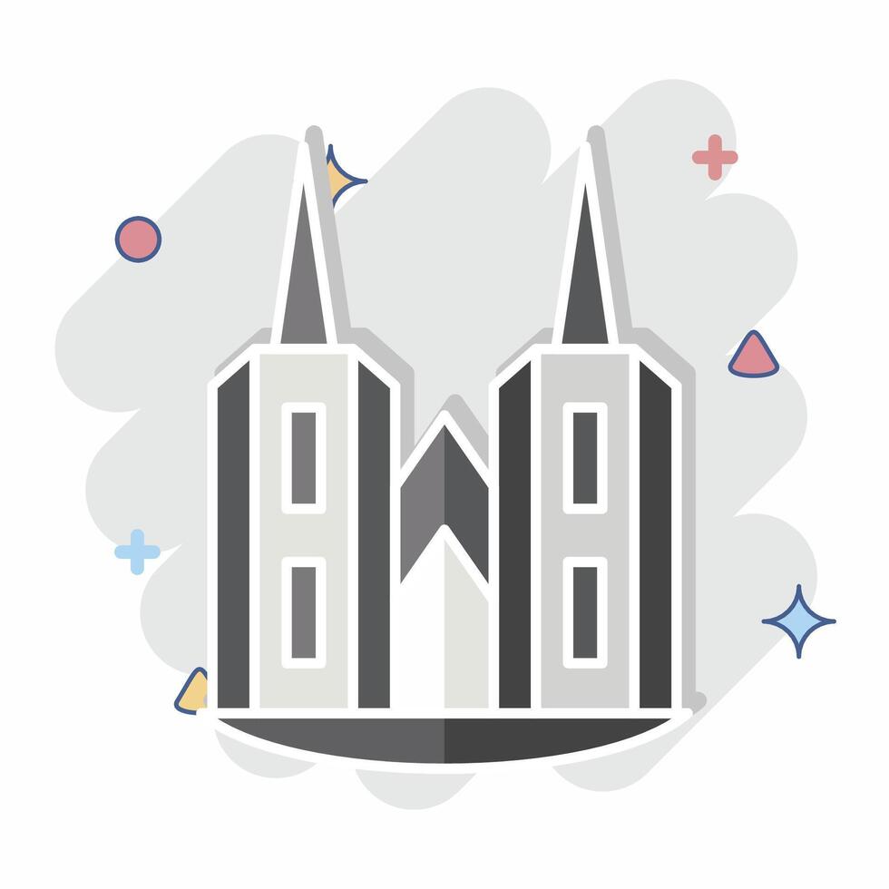 Icon Cathedral. related to House symbol. comic style. design editable vector