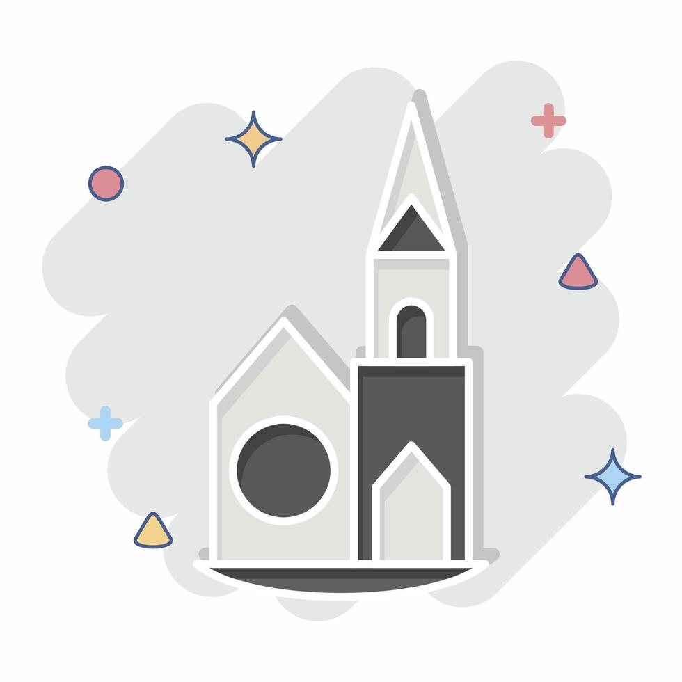 Icon Chapel. related to House symbol. comic style. design editable vector