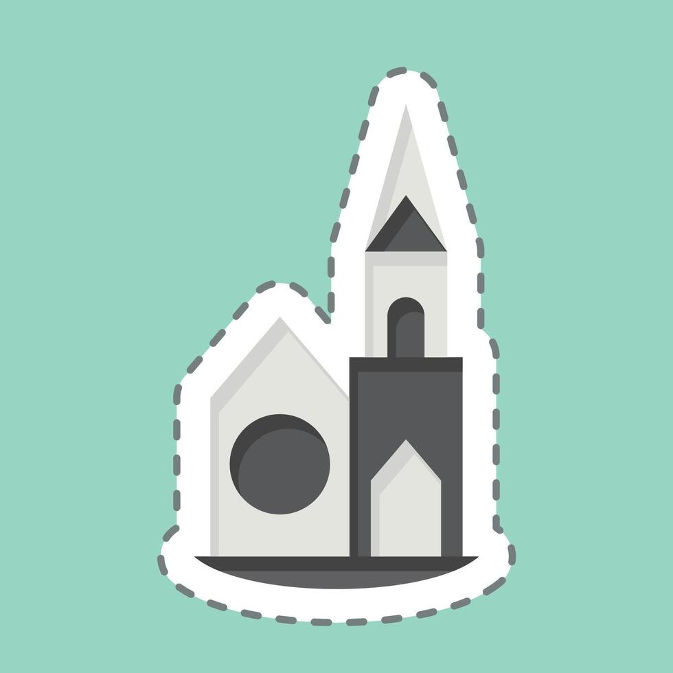 Sticker line cut Chapel. related to House symbol. design editable vector