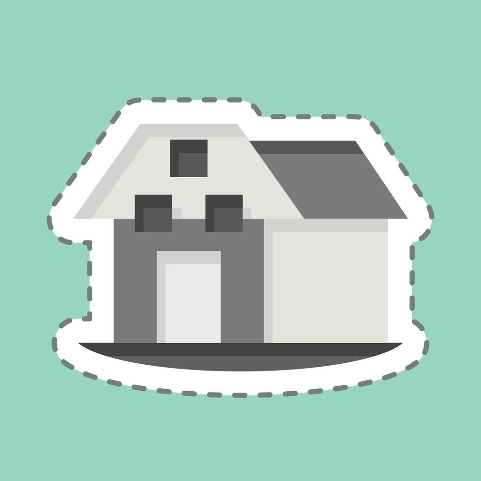 Sticker line cut Farm House. related to House symbol. design editable vector