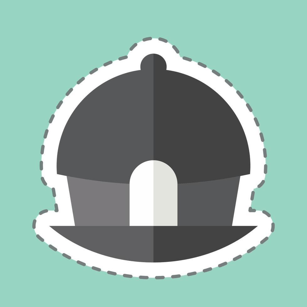 Sticker line cut Huuuut. related to House symbol. design editable vector