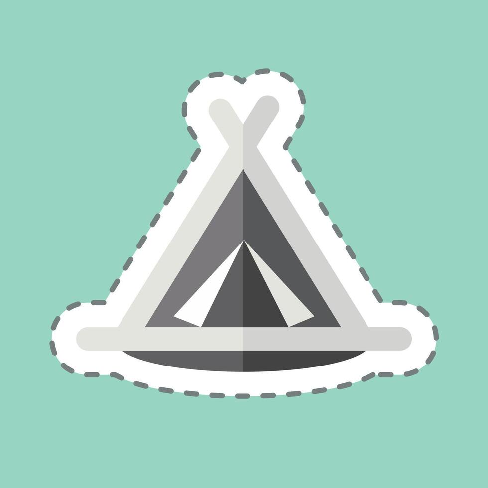 Sticker line cut Camping Tent. related to House symbol. design editable vector