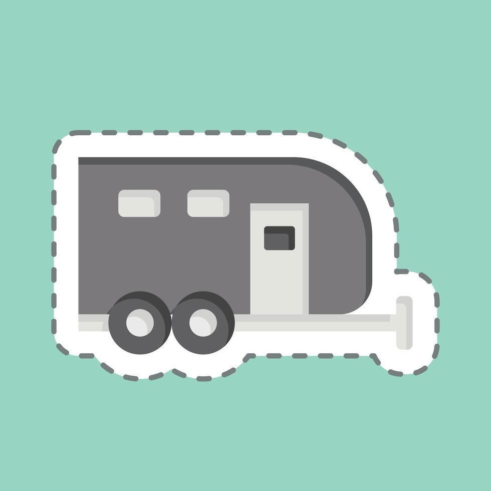 Sticker line cut Caravan. related to House symbol. design editable vector