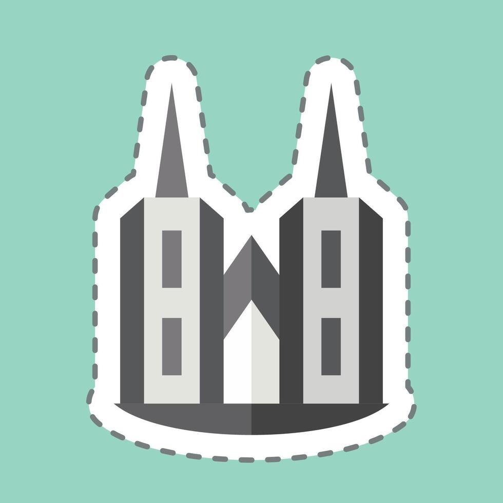 Sticker line cut Cathedral. related to House symbol. design editable vector