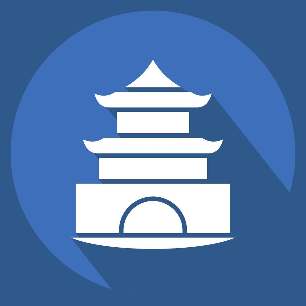 Icon Pagoda. related to House symbol. long shadow style. design editable vector