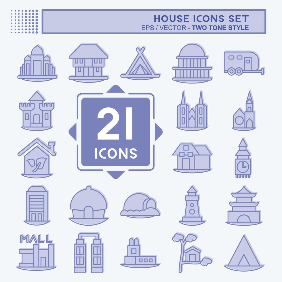 Icon Set House. related to Education symbol. two tone style. design editable vector