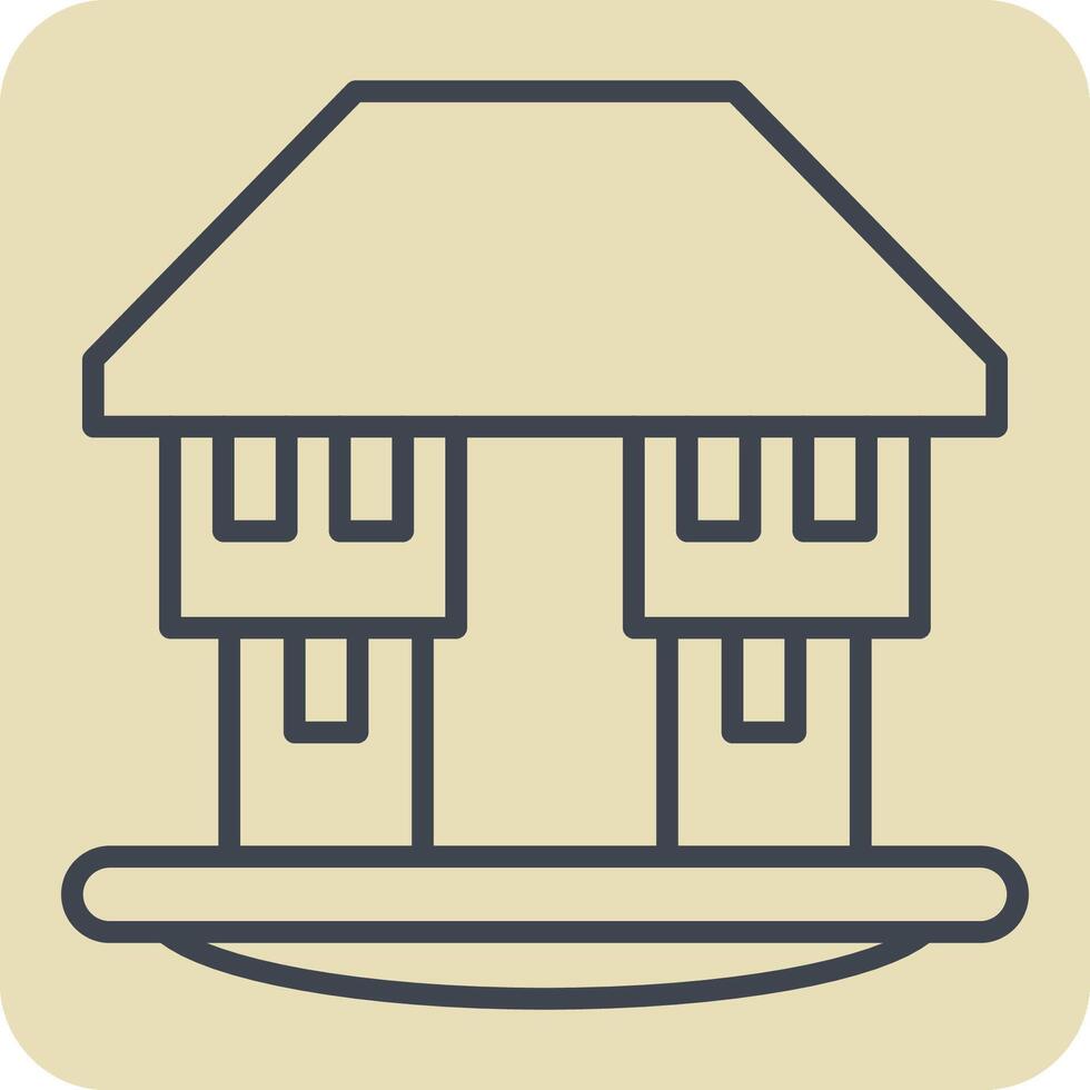 Icon Bungalow. related to House symbol. hand drawn style. design editable vector