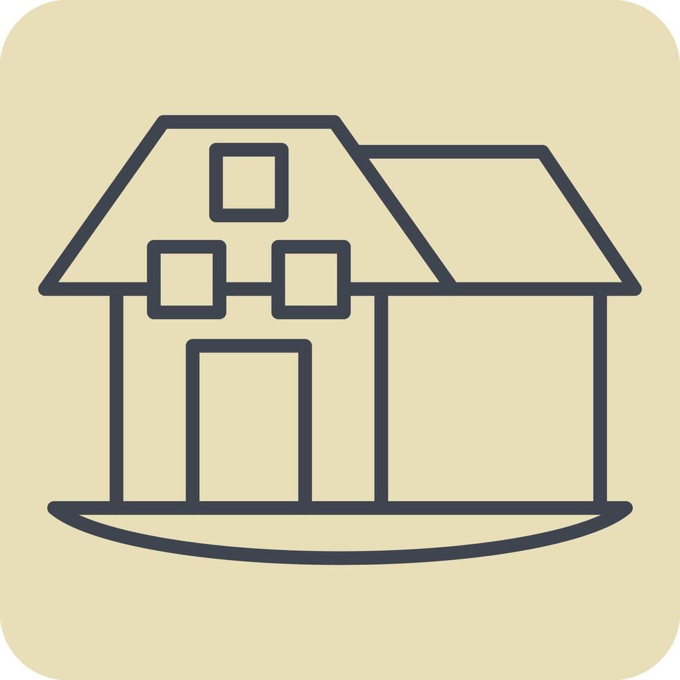 Icon Farm House. related to House symbol. hand drawn style. design editable vector