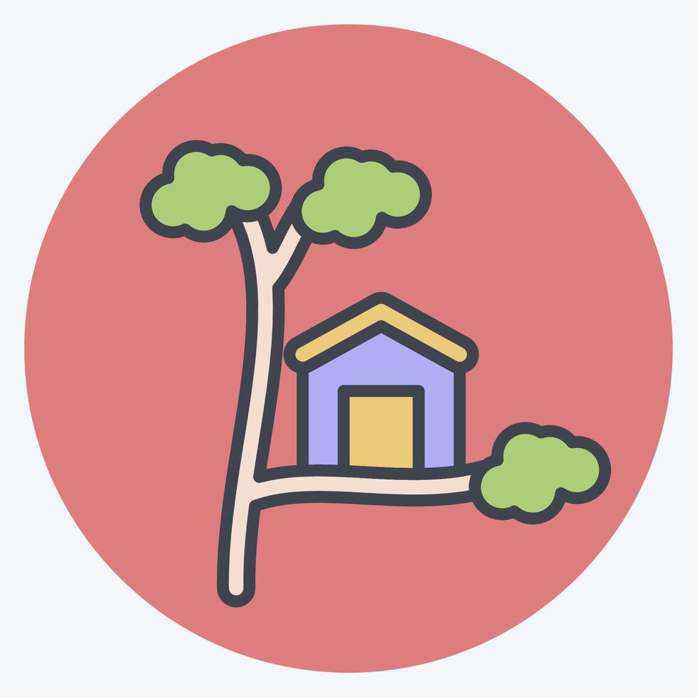 Icon Tree House. related to House symbol. color mate style. design editable vector