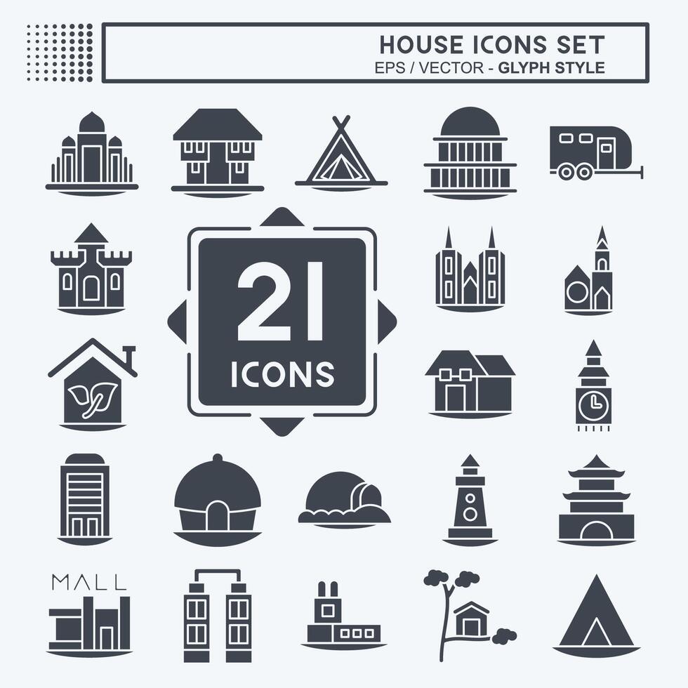 Icon Set House. related to Education symbol. glyph style. design editable vector