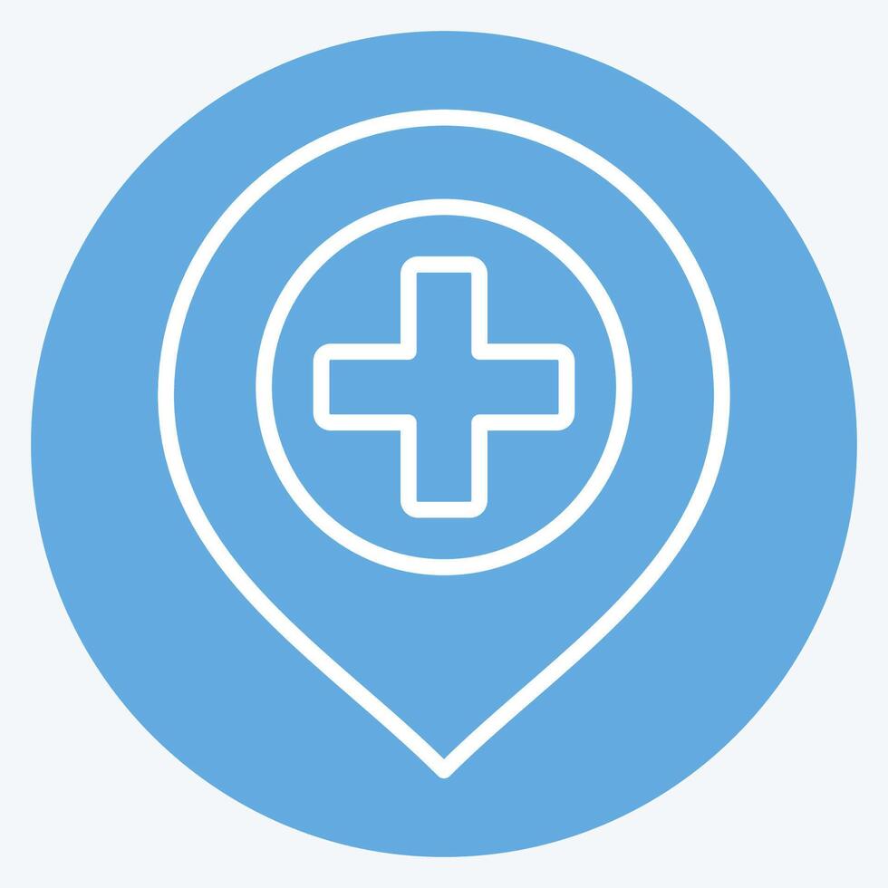 Icon Hospital. related to Location symbol. blue eyes style. design editable vector