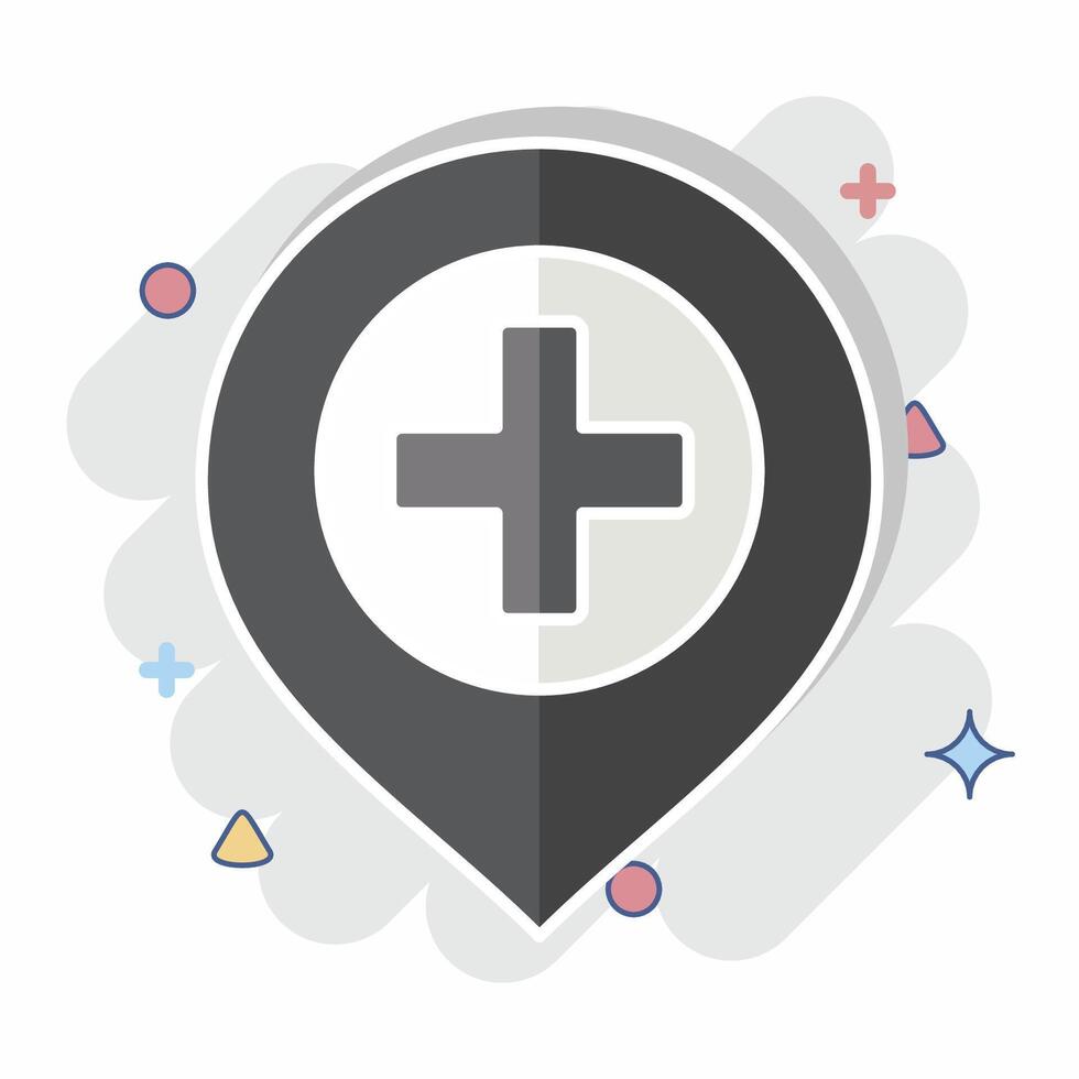 Icon Hospital. related to Location symbol. comic style. design editable vector