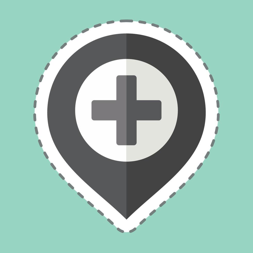 Sticker line cut Hospital. related to Location symbol. design editable vector