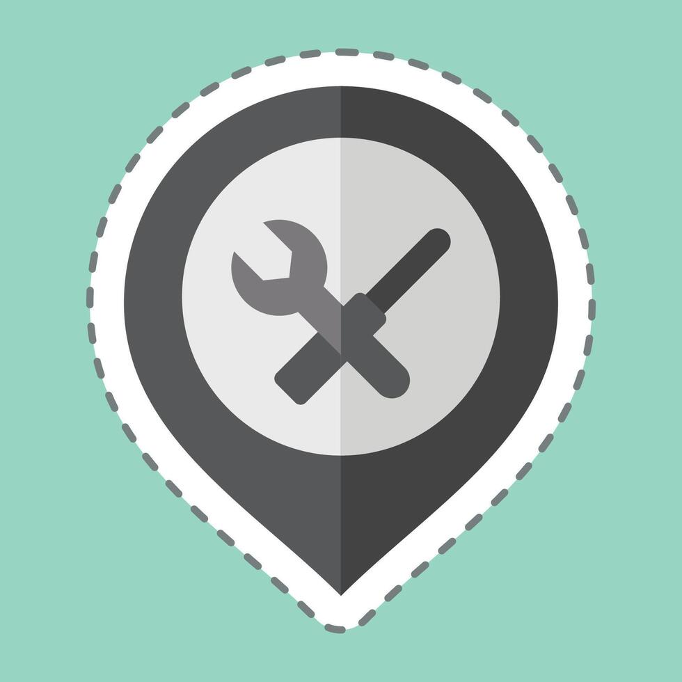 Sticker line cut Engineering. related to Location symbol. design editable vector